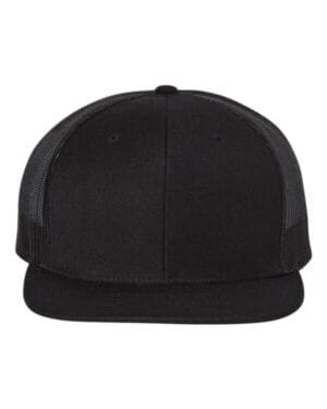 BLACK/ BLACK Richardson 511 wool blend flat bill trucker cap