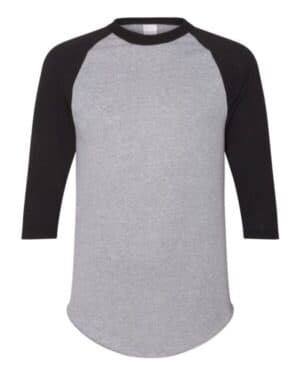 ATHLETIC HEATHER/ BLACK Augusta sportswear 4420 three-quarter raglan sleeve baseball jersey