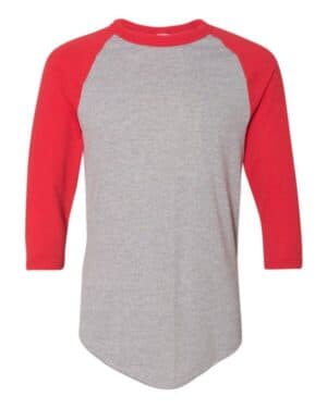 ATHLETIC HEATHER/ RED Augusta sportswear 4420 three-quarter raglan sleeve baseball jersey
