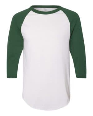 WHITE/ DARK GREEN Augusta sportswear 4420 three-quarter raglan sleeve baseball jersey
