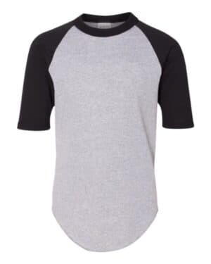 ATHLETIC HEATHER/ BLACK Augusta sportswear 4421 youth three-quarter sleeve baseball jersey
