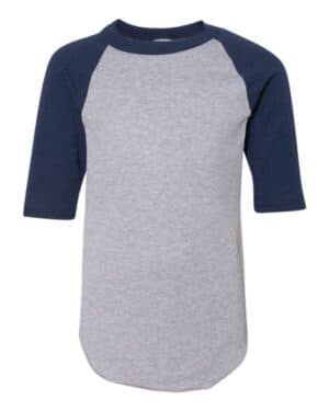 ATHLETIC HEATHER/ NAVY Augusta sportswear 4421 youth three-quarter sleeve baseball jersey