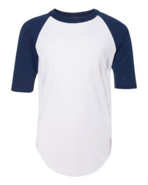WHITE/ NAVY Augusta sportswear 4421 youth three-quarter sleeve baseball jersey