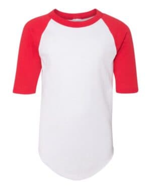 WHITE/ RED Augusta sportswear 4421 youth three-quarter sleeve baseball jersey