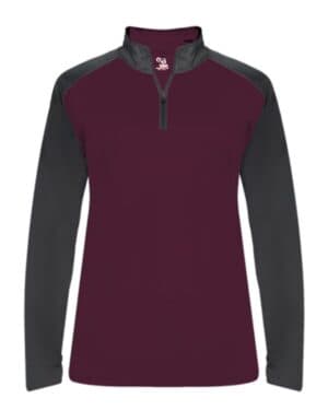 MAROON/ GRAPHITE 4008 ultimate softlock women's sport quarter-zip pullover