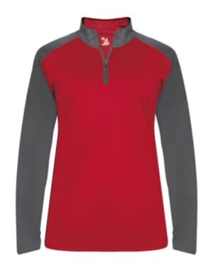 RED/ GRAPHITE 4008 ultimate softlock women's sport quarter-zip pullover