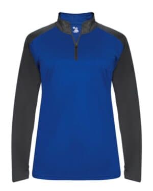 ROYAL/ GRAPHITE 4008 ultimate softlock women's sport quarter-zip pullover