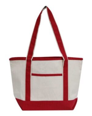 NATURAL/ RED OAD102 promotional heavyweight medium tote bag