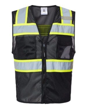 BLACK/ LIME - B150 B150-156 ev series enhanced visibility 3 pocket mesh vest