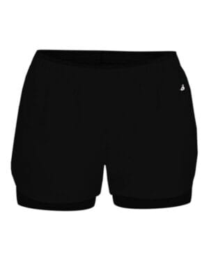 BLACK/ BLACK Badger 6150 women's double up shorts