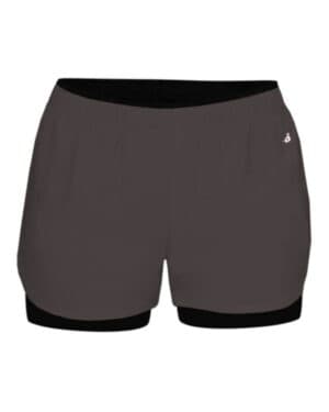 GRAPHITE/ BLACK Badger 6150 women's double up shorts