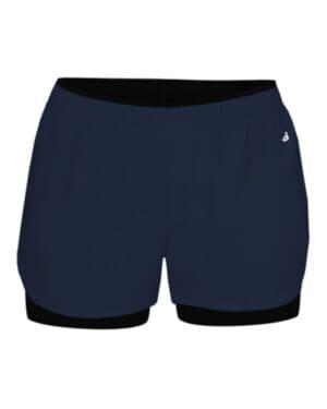 NAVY/ BLACK Badger 6150 women's double up shorts