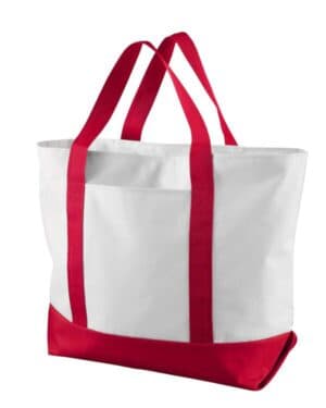WHITE/ RED Liberty bags 7006 bay view giant zippered boat tote