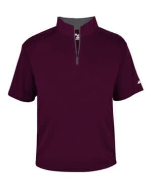 MAROON/ GRAPHITE Badger 4199 b-core short sleeve quarter-zip