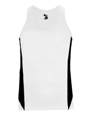 WHITE/ BLACK Alleson athletic 8967 stride women's singlet