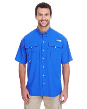 VIVID BLUE Columbia 7047 men's bahama ii short-sleeve shirt