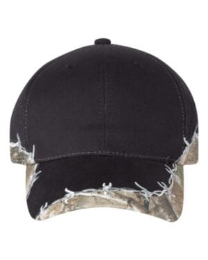 BLACK/ REALTREE EDGE Outdoor cap BRB605 camo with barbed wire cap