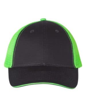 CHARCOAL/ NEON GREEN Valucap S102 sandwich trucker cap