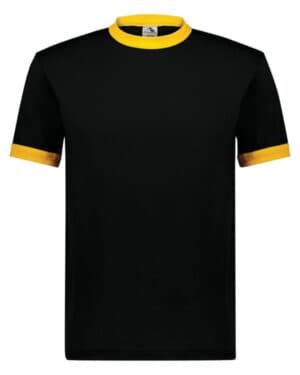 BLACK/ GOLD Augusta sportswear 710 adult ringer t-shirt