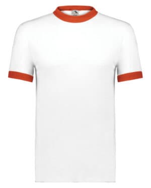 WHITE/ ORANGE Augusta sportswear 710 adult ringer t-shirt