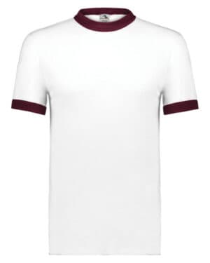 WHITE/ MAROON Augusta sportswear 710 adult ringer t-shirt