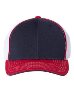 NAVY/ WHITE/ RED TRI Richardson 172 fitted pulse sportmesh with r-flex cap