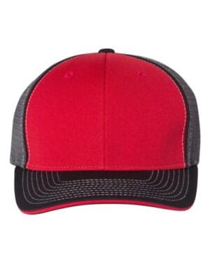 RED/ CHARCOAL/ BLACK TRI Richardson 172 fitted pulse sportmesh with r-flex cap