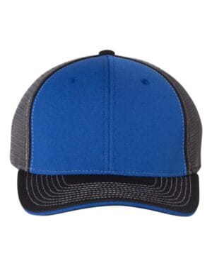 ROYAL/ CHARCOAL/ BLACK TRI Richardson 172 fitted pulse sportmesh with r-flex cap