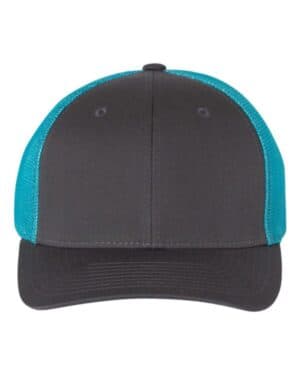 CHARCOAL/ NEON BLUE Richardson 110 r-flex trucker cap