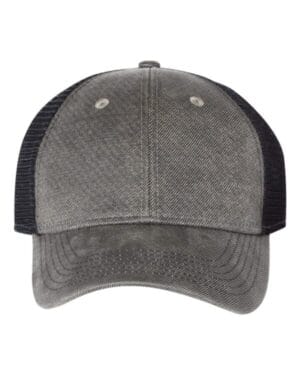 GREY/ BLACK Sportsman SP3250 faux waxy trucker cap