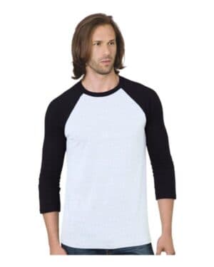 Bayside 9525 triblend three-quarter sleeve raglan t-shirt