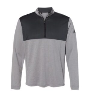 GREY THREE HEATHER/ CARBON Adidas A280 lightweight quarter-zip pullover