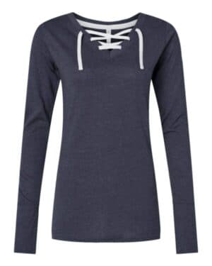 VINTAGE NAVY/ WHITE 3538 women's fine jersey lace-up long sleeve t-shirt