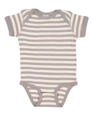 TITANIUM/ NATURAL STRIPE Rabbit skins 4400 infant baby rib bodysuit
