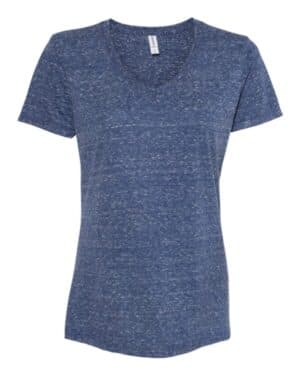 NAVY Jerzees 88WVR women's snow heather jersey v-neck t-shirt