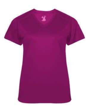 HOT PINK Badger 4062 women's ultimate softlock v-neck t-shirt