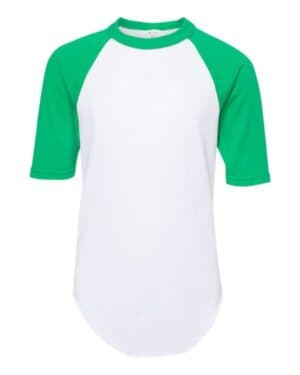 WHITE/ KELLY Augusta sportswear 4421 youth three-quarter sleeve baseball jersey