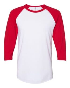 WHITE/ TRUE RED 560RR premium blend ringspun three-quarter sleeve raglan baseball t-shirt