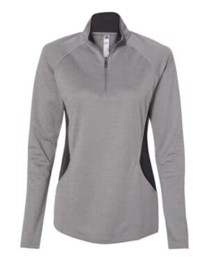 GREY THREE HEATHER/ CARBON Adidas A281 women's lightweight quarter-zip pullover