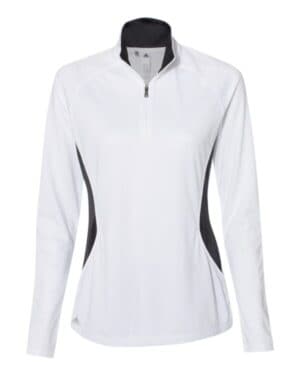 WHITE/ CARBON Adidas A281 women's lightweight quarter-zip pullover
