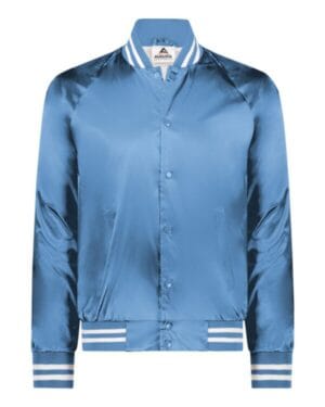COLUMBIA BLUE/ WHITE Augusta sportswear 3610 satin baseball jacket striped trim
