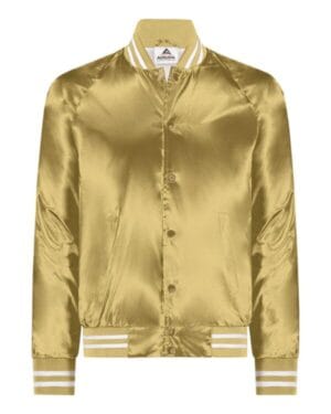 METALLIC GOLD/ WHITE Augusta sportswear 3610 satin baseball jacket striped trim