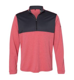 POWER RED HEATHER/ CARBON Adidas A280 lightweight quarter-zip pullover