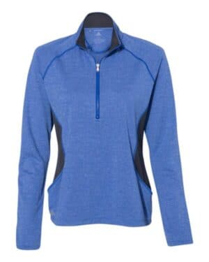 COLLEGIATE ROYAL HEATHER/ CARBON Adidas A281 women's lightweight quarter-zip pullover