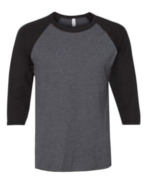 BLACK INK HEATHER/ BLACK INK 560RR premium blend ringspun three-quarter sleeve raglan baseball t-shirt