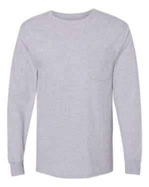LIGHT STEEL Hanes W120 workwear long sleeve pocket t-shirt
