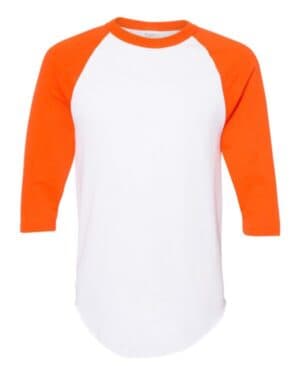 WHITE/ ORANGE Augusta sportswear 4420 three-quarter raglan sleeve baseball jersey