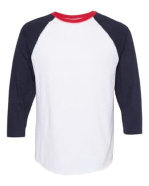 WHITE/ NAVY/ RED 6930 baseball fine jersey three-quarter sleeve tee