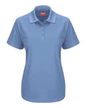 MEDIUM BLUE SK97 women's short sleeve performance knit pocketless core polo