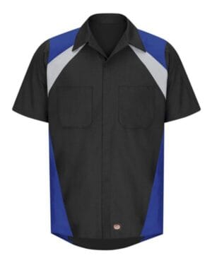 BLACK/ LIGHT GREY/ ROYAL Red kap SY28 tri-color short sleeve shop shirt